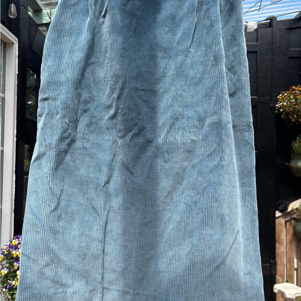 Stylish Blue Corduroy Pencil Skirt